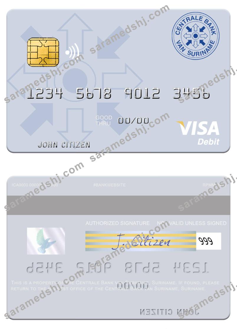 Suriname Centrale Bank van Suriname visa debit card